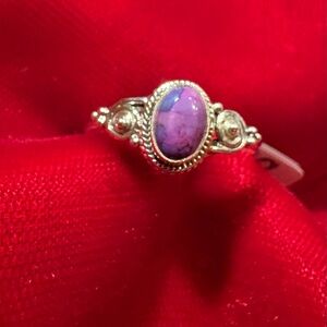 Purple Turquoise Ring Sterling Silver 925 Size 10